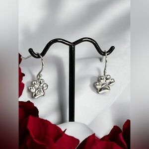 Paw Print Dangle Earrings 925 Sterling Silver Dog Lovers Love These Delicate NWT